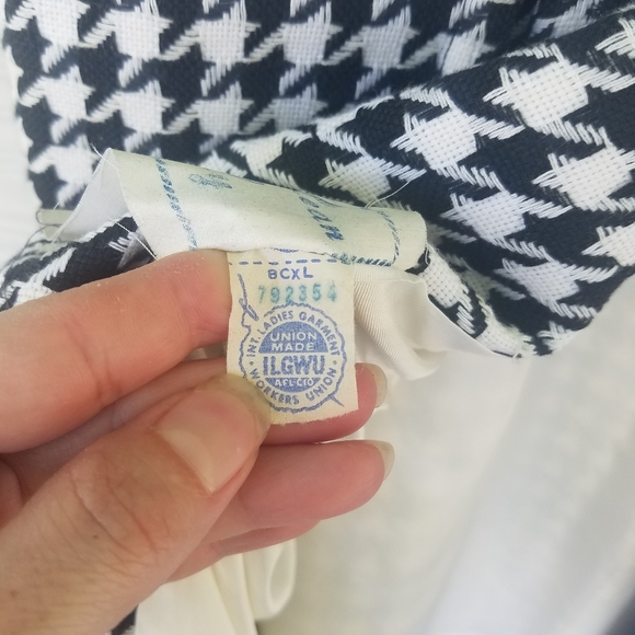 Vintage 60s Houndstooth Pattern Peacoat Thalhimers Mod Estimated S/M - Picture 9 of 16